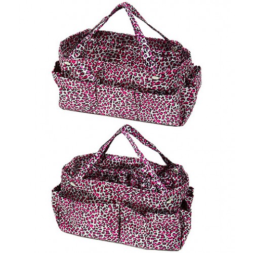 Bag Organizer - Leopard Print w/ Detachable Handles - Fuchsia -BO-610LE-FU 